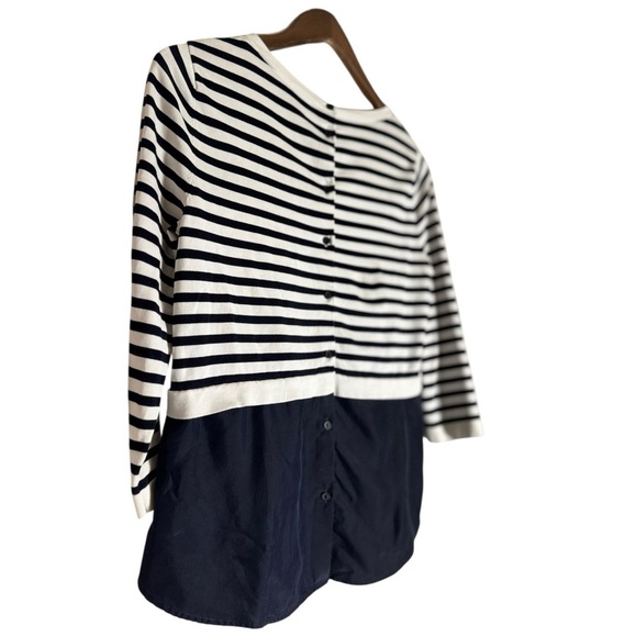 COS Women’s Silk Panel Top Navy Striped XS Nautical Preppy Coastal Fishermancore - Picture 3 of 7